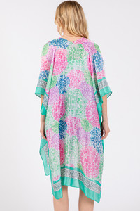 Multi Color Abstract Circle Silky Feel Kimono