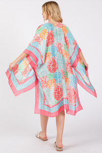 Multi Color Abstract Circle Silky Feel Kimono