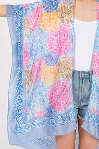 Multi Color Abstract Circle Silky Feel Kimono