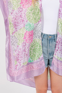 Multi Color Abstract Circle Silky Feel Kimono