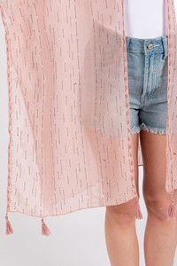 Colored Stitch Trim and Tassel Summer Kimono