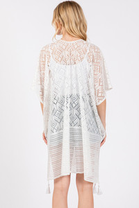 Geometric Pattern with Tassel Solid Cover Up
