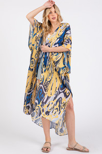 Boho Style Print Open Front Long Summer Kimono