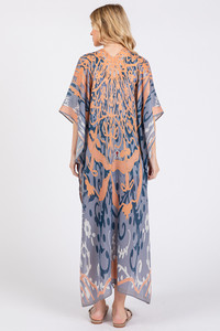 Boho Style Print Open Front Long Summer Kimono
