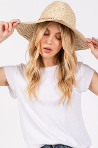 Evil Eye Straw Braided Band Summer Straw Sun Hat