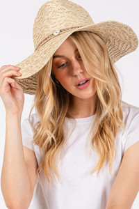 Evil Eye Straw Braided Band Summer Straw Sun Hat