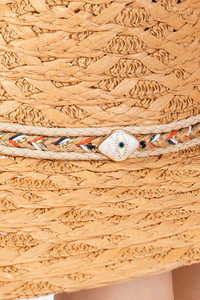 Evil Eye Straw Braided Band Summer Straw Sun Hat