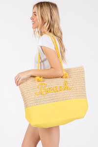 BEACH Letter Color Sewn Rope and Crochet Strap Bag