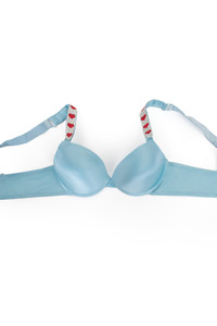 6pcs Assorted Color Mixed Heart Rhine Stone Pattern Trim Push Up Bra
