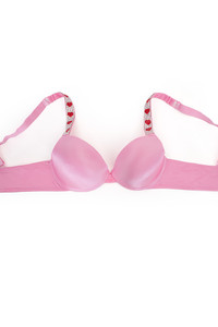 6pcs Assorted Color Mixed Heart Rhine Stone Pattern Trim Push Up Bra
