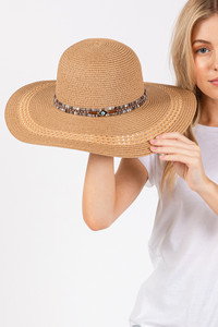 Evil Eye and Multi Design Band Wide Brim Straw Hat