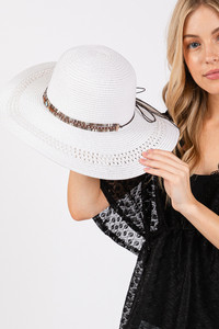 Evil Eye and Multi Design Band Wide Brim Straw Hat