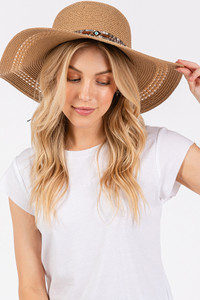 Evil Eye and Multi Design Band Wide Brim Straw Hat