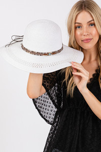 Evil Eye and Multi Design Band Wide Brim Straw Hat