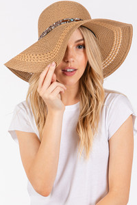 Evil Eye and Multi Design Band Wide Brim Straw Hat