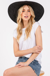 Starfish with Turquoise Wide Brim Floppy Sun Hat