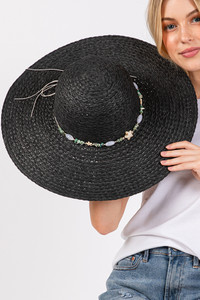 Starfish with Turquoise Wide Brim Floppy Sun Hat