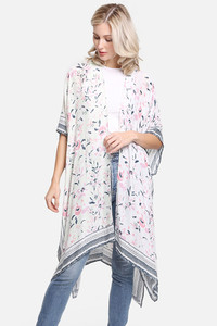 Multi colored floral pattern print kimono