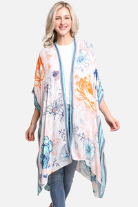 Floral with Striped Edges Summer Cover Up