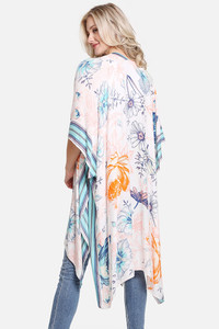 Floral with Striped Edges Summer Cover Up