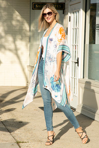 Floral with Striped Edges Summer Cover Up