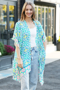 Floral Abstract Pattern Summer Kimono Cover Up
