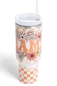 MAMA letter with Floral 40oz Handle Tumbler