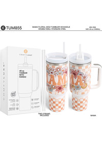 MAMA letter with Floral 40oz Handle Tumbler