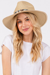 Shell and Multi Color Band Trim Summer Sun Hat