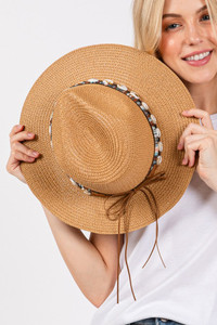 Shell and Multi Color Band Trim Summer Sun Hat
