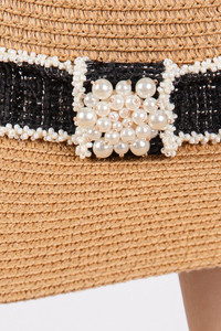 Tweed with Pearl Band Summer Straw Sun Hat