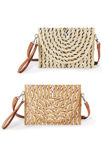 Multi Color Straw Summer Clutch Crossbody Bag