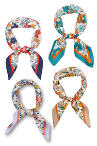 Floral Illustrated Print Bandana Summer Scarf