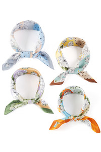 Floral with Wavy Strip Pattern Print Bandana Scarf
