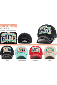 WALK BY FAITH Washed Vintage Baseball Cap