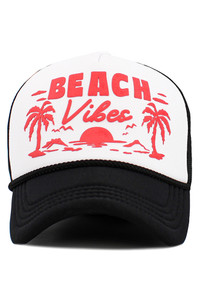 BEACH VIBES Letter Foam Trucker Hat Mesh Cap