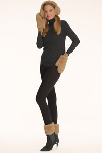 CC BEANIE Metallic Glitter Short Fur Knit Boot Cuffs