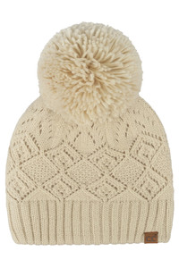 CC BEANIE Diamond Lace Pattern Yarn Pom Solid Beanie