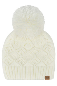 CC BEANIE Diamond Lace Pattern Yarn Pom Solid Beanie