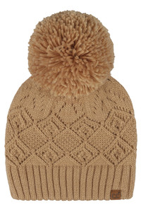 CC BEANIE Diamond Lace Pattern Yarn Pom Solid Beanie