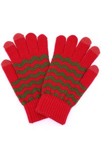 Christmas Theme Chevron Pattern Smart Gloves