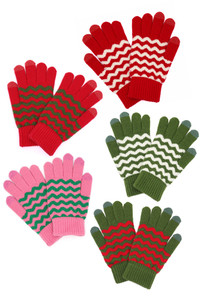 Christmas Theme Chevron Pattern Smart Gloves