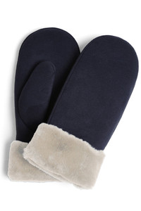Suede Faux Fur Cuff Mittens Winter Gloves