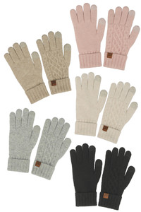 CC BEANIE Solid Cable Knit Cuff Winter Gloves
