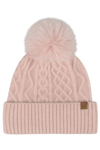 CC BEANIE Cable Knit Pattern Pom and Cuff Solid Beanie Winter Hat
