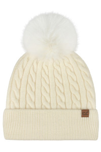 CC BEANIE Cable Knit Pattern Pom and Cuff Beanie Winter Hat
