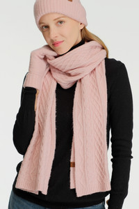 CC BEANIE Solid Cable Knit Winter Oblong Scarf
