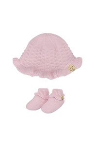 CC BEANIE BABY Solid Knitted Bonnet Hat with Botties Set
