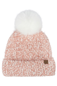 CC BEANIE Faux Fur Pom Boucle Cuff Beanie Winter Hat