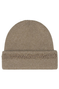 CC BEANIE Pearl and Rhinestone Embellishments Angora Cuff Beanie
